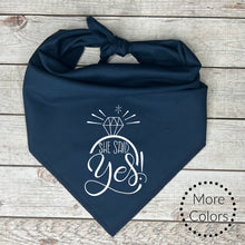Load image into Gallery viewer, She said Yes Dog Bandana with Diamond Ring
