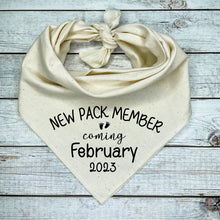 Load image into Gallery viewer, New Pack Member Coming with Custom Date Dog Bandana,  Pregnancy Announcement
