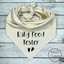 Load image into Gallery viewer, Baby Food Tester Dog Bandana, Baby Feet, Birth Announcement
