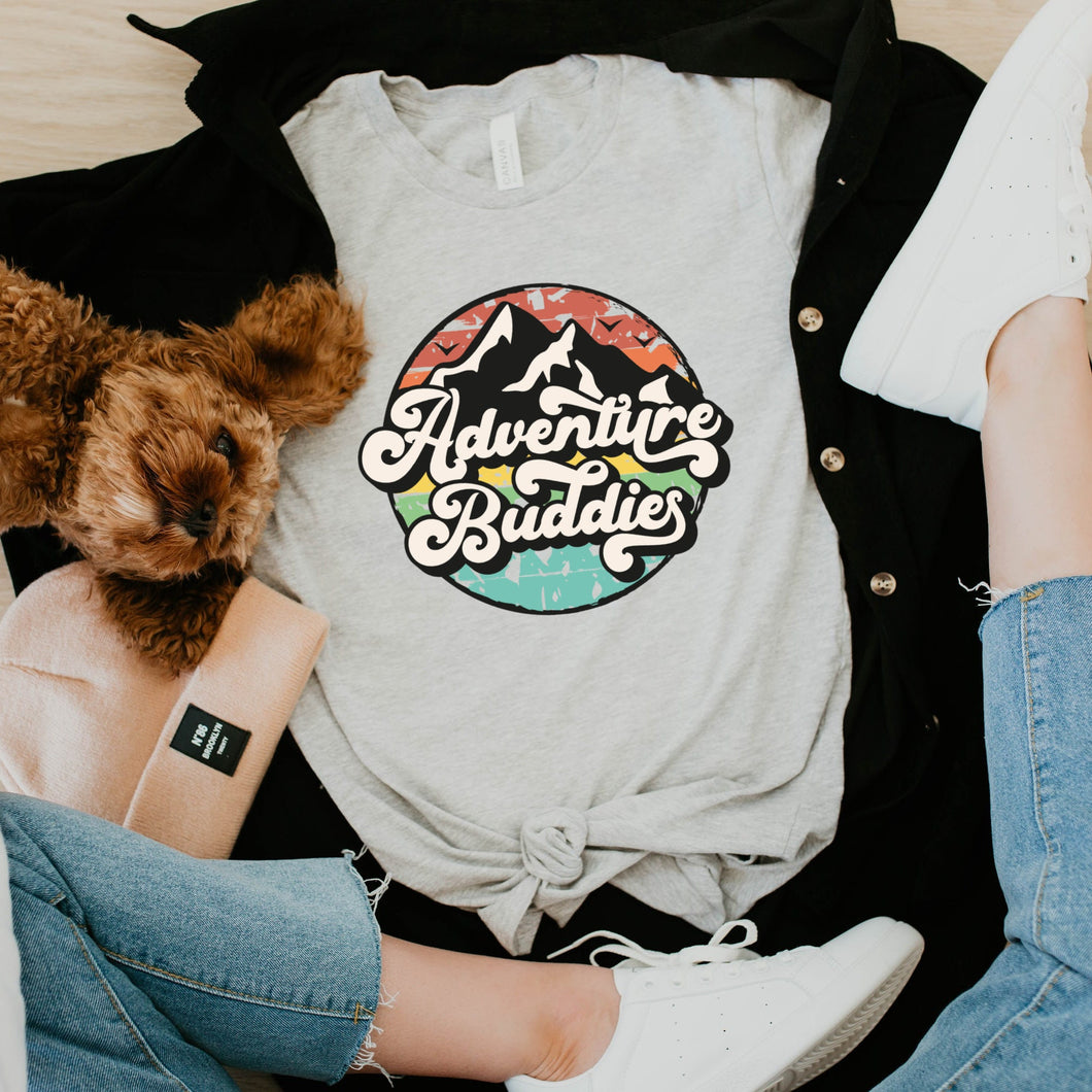 Adventure Buddies Bella Canvas Tee Shirt, Dog Mom Gift, Dog Lover Shirt