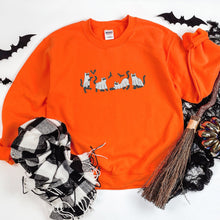 Load image into Gallery viewer, Spooky Cats Embroidered Sweatshirt, Spooky Season, Fall Sweater
