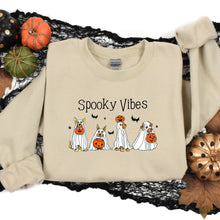 Load image into Gallery viewer, Spooky Vibes Dog Ghost Sweatshirt, Spooky Season, Fall Sweater
